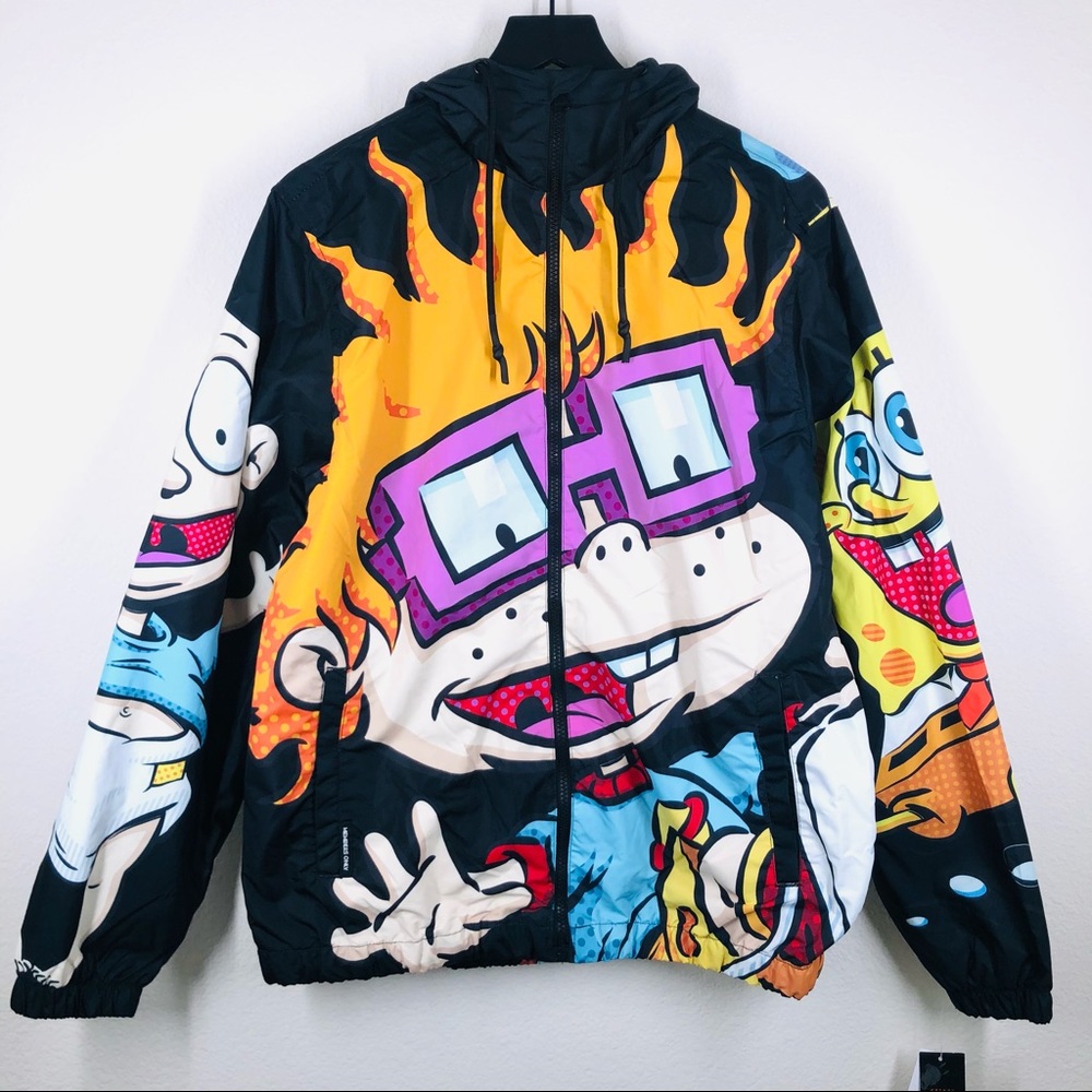 Members Only X Nickelodeon SpongeBob Rugrats Mash Windbreaker Jacket Medium NWT
